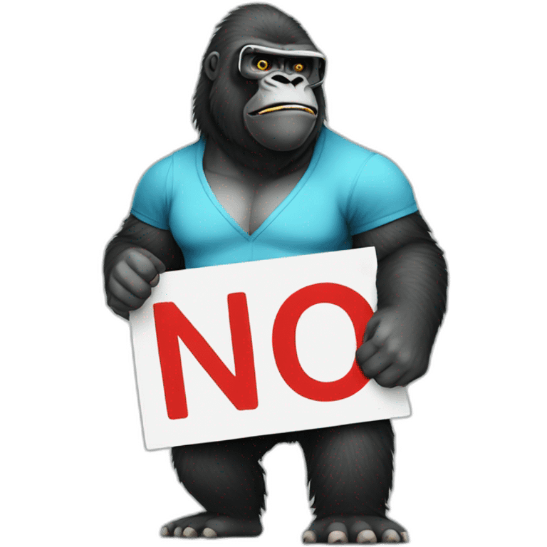 Gorilla holding a sign saying No you Nerd emoji