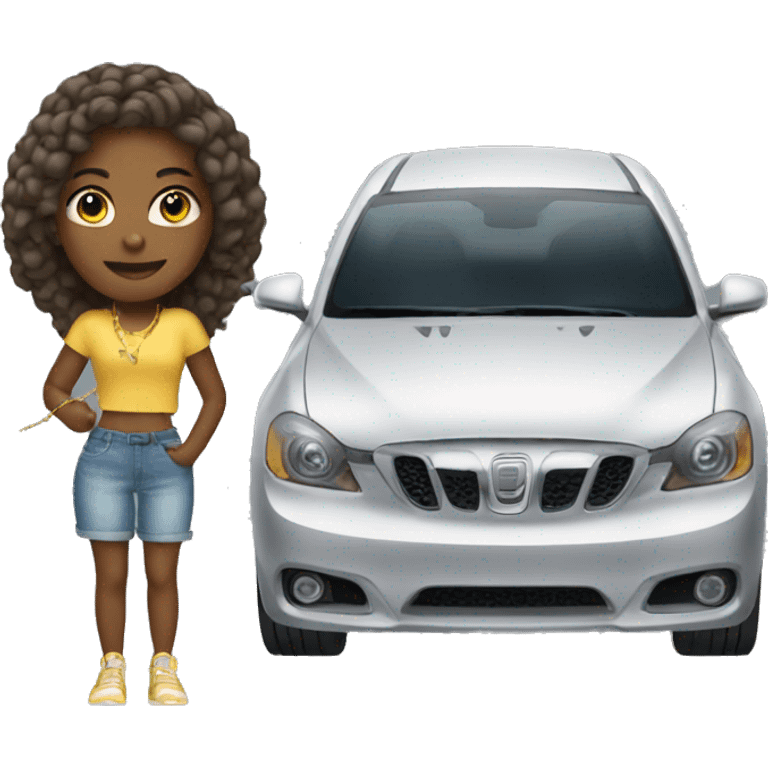 girl with car and jewelry emoji