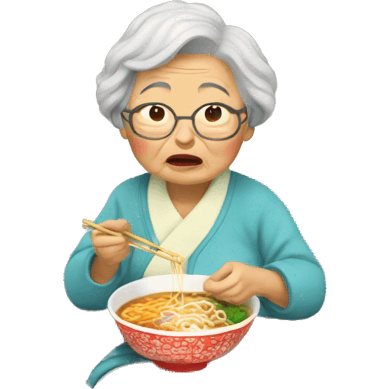 asian grandma eating a ramen emoji