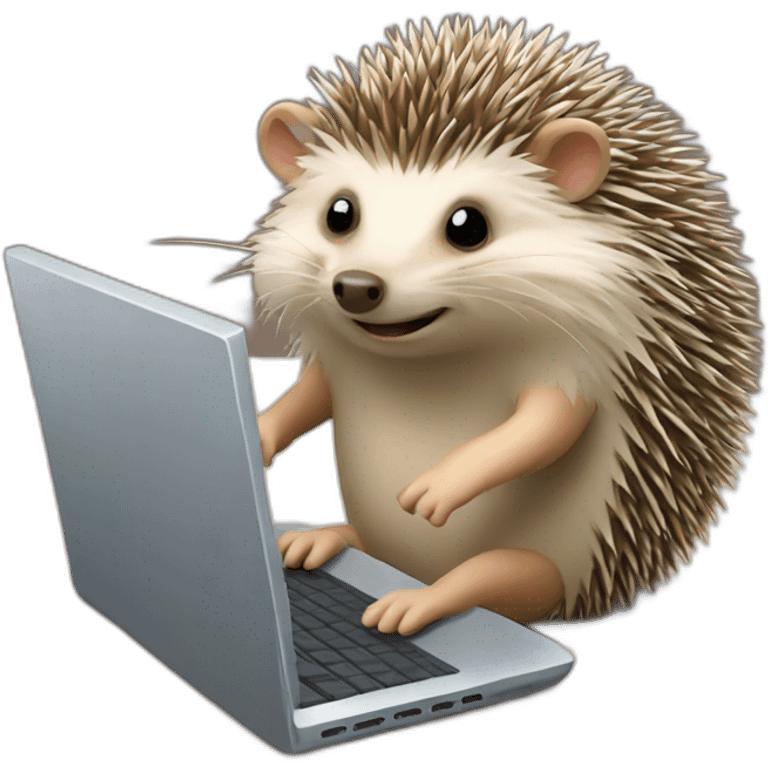 hedgehog using a laptop emoji