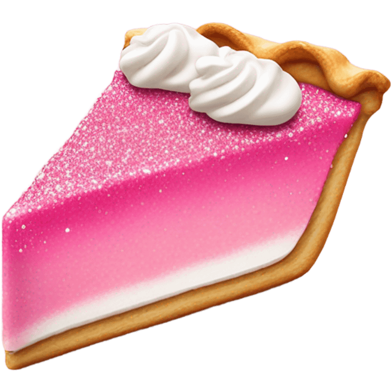 Hot pink slice of pie with light pink whip cream and glitter  emoji