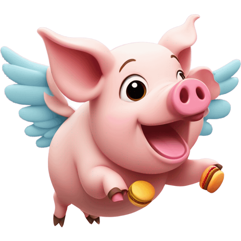 Flying pig eating macaroons  emoji