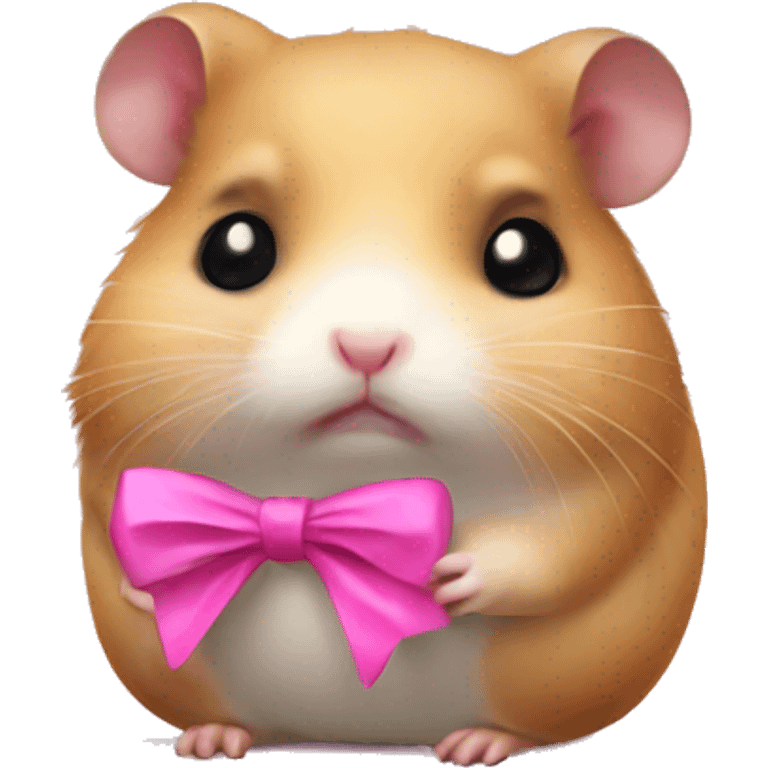 Sad hamster with a pink bow emoji