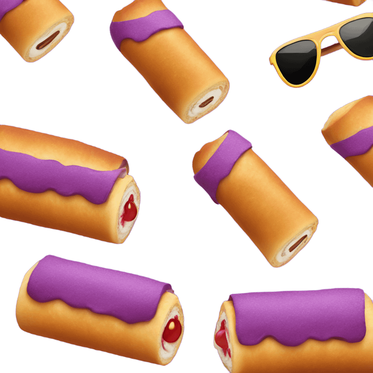 Swiss roll with legs wearing purple sunglasses emoji