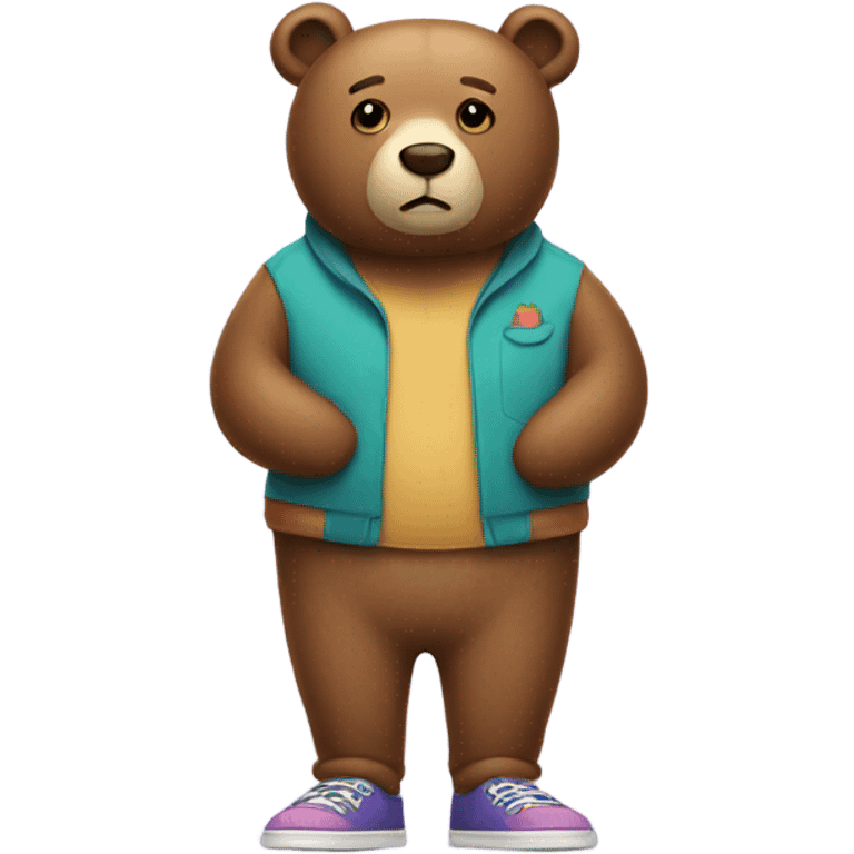 Sad bear wearing shoes emoji