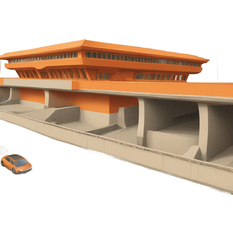 Orange ashram under a highway overpass  emoji