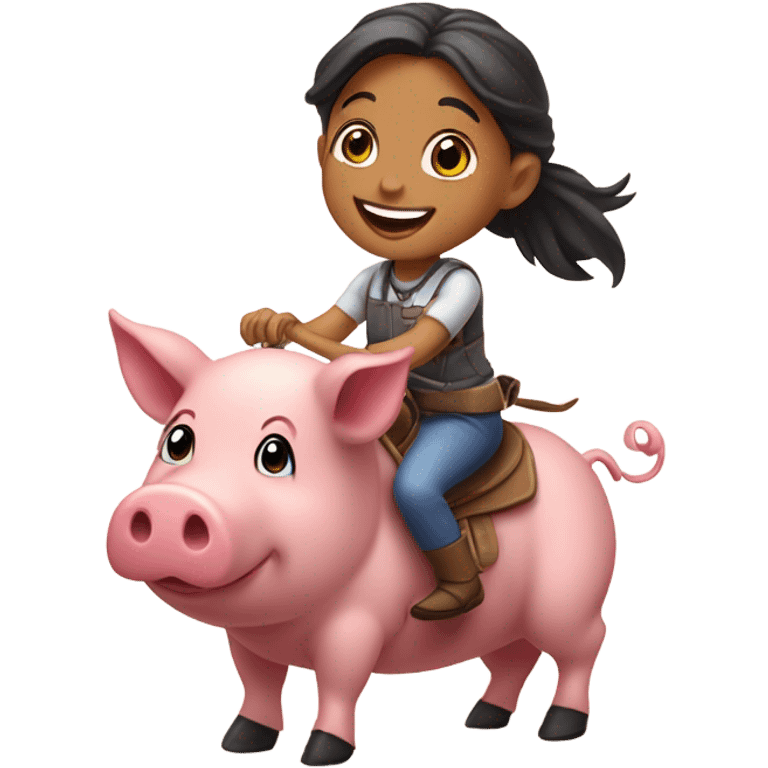 Little girl riding pig emoji