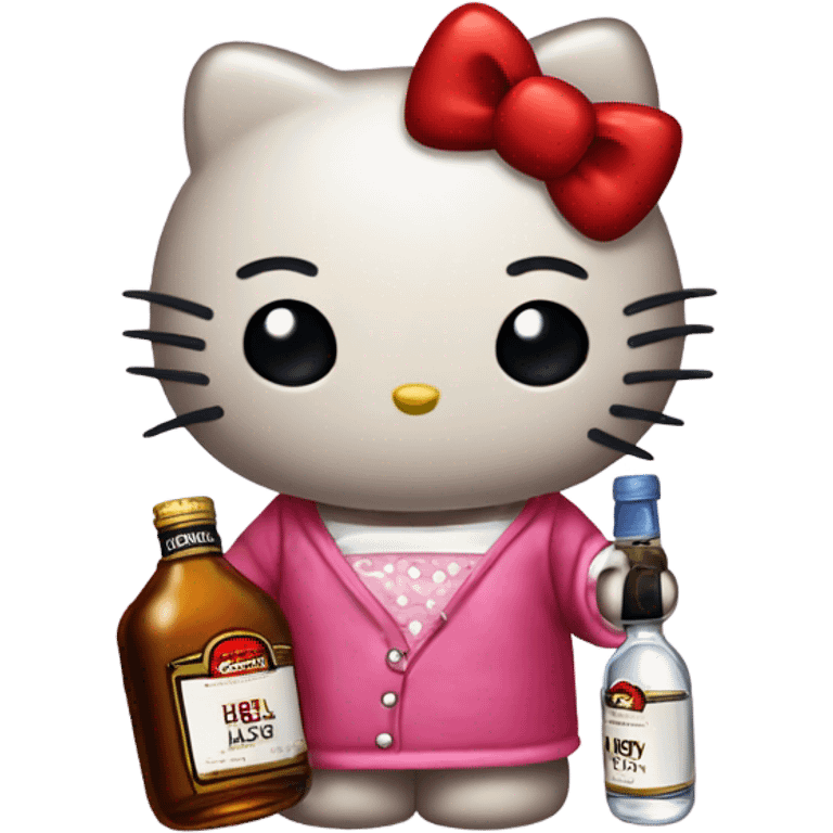 Hello kitty crying with tears holding Hennessy😭  emoji