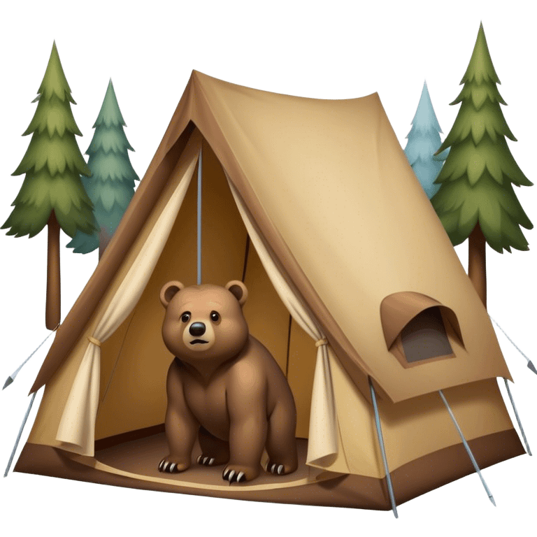 a bear approaching a tent looking away from the camera emoji