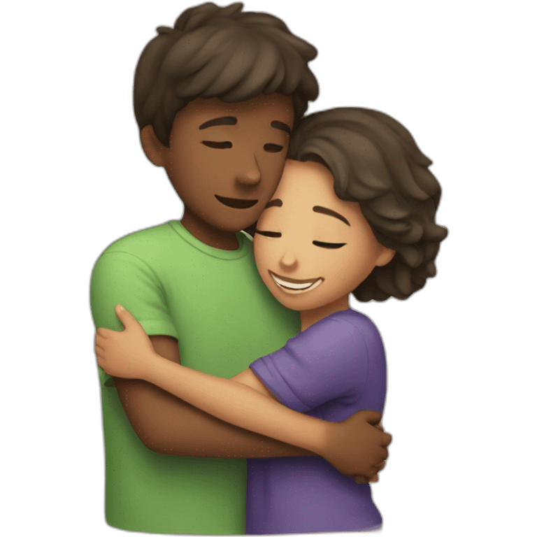 A boy and girl hugging  emoji