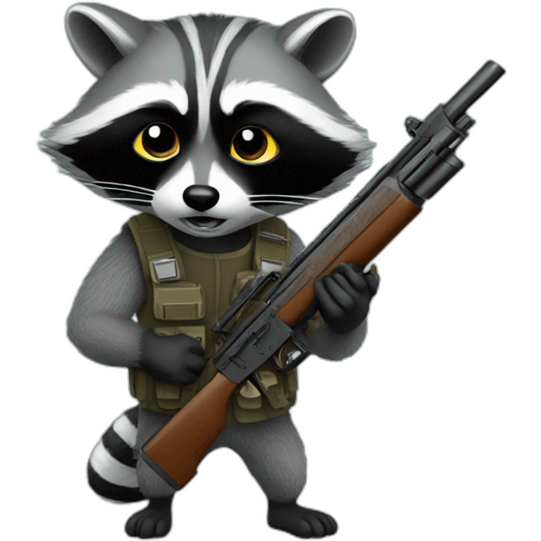 Raccoon with a gun emoji