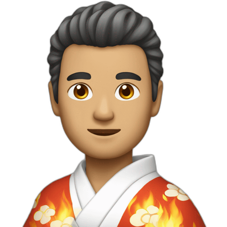 Kimono man with fire hair profile view emoji