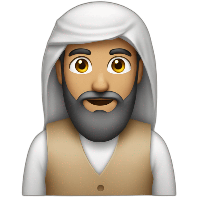 arab with a beard in a cardboard vest emoji