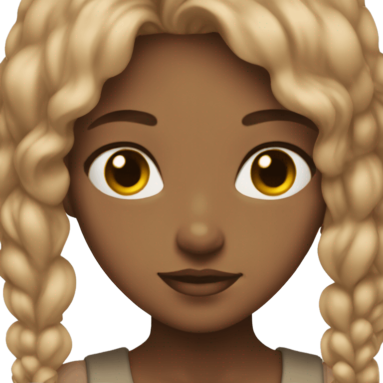 Girl with light brown hair, brown eyes, aesthetic emoji