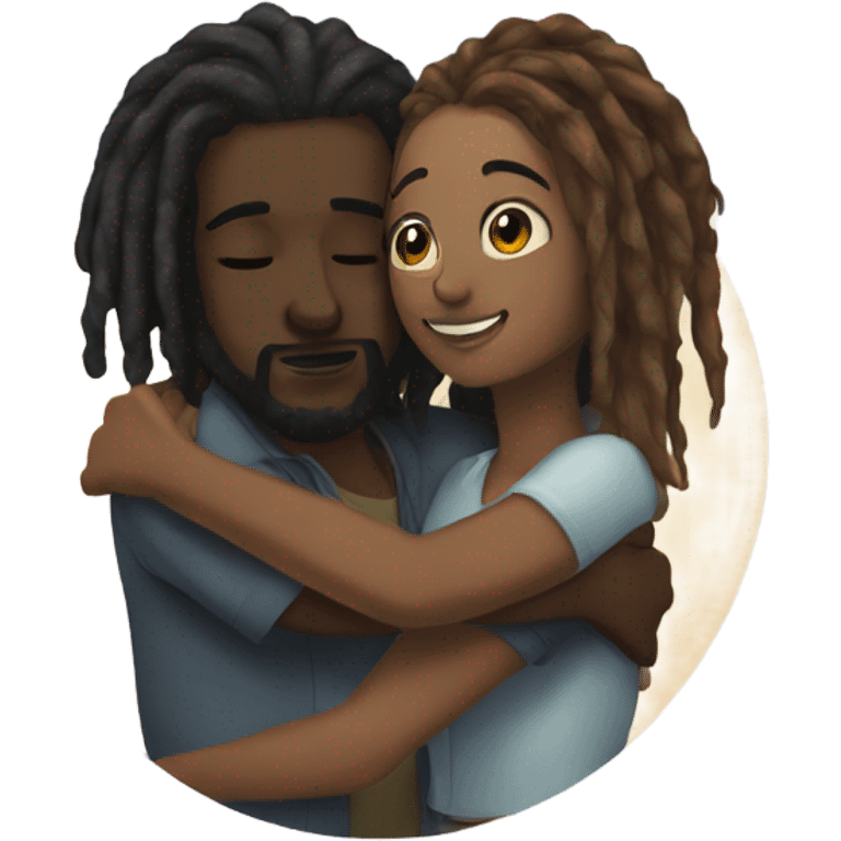 Neo soul dread head couple hugging  emoji