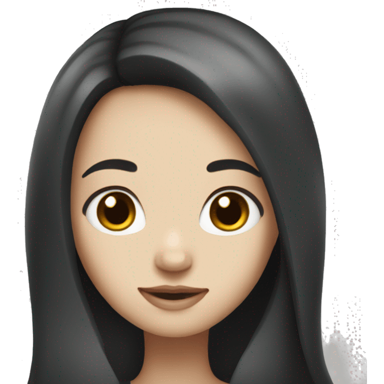 Girl with long black hair white skin and brown eyes  emoji