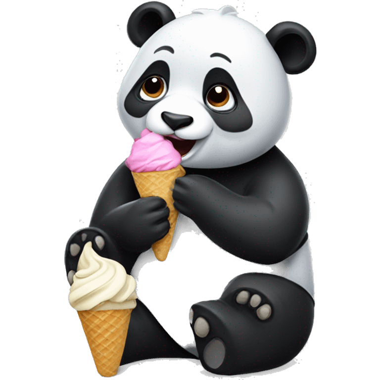 Panda eating ice cream emoji