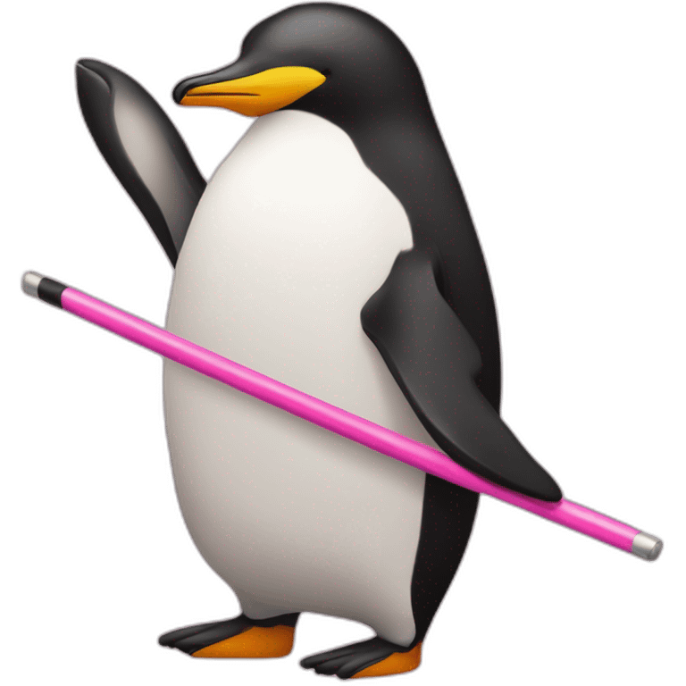 Pinguin with a pole bar with a pink short emoji