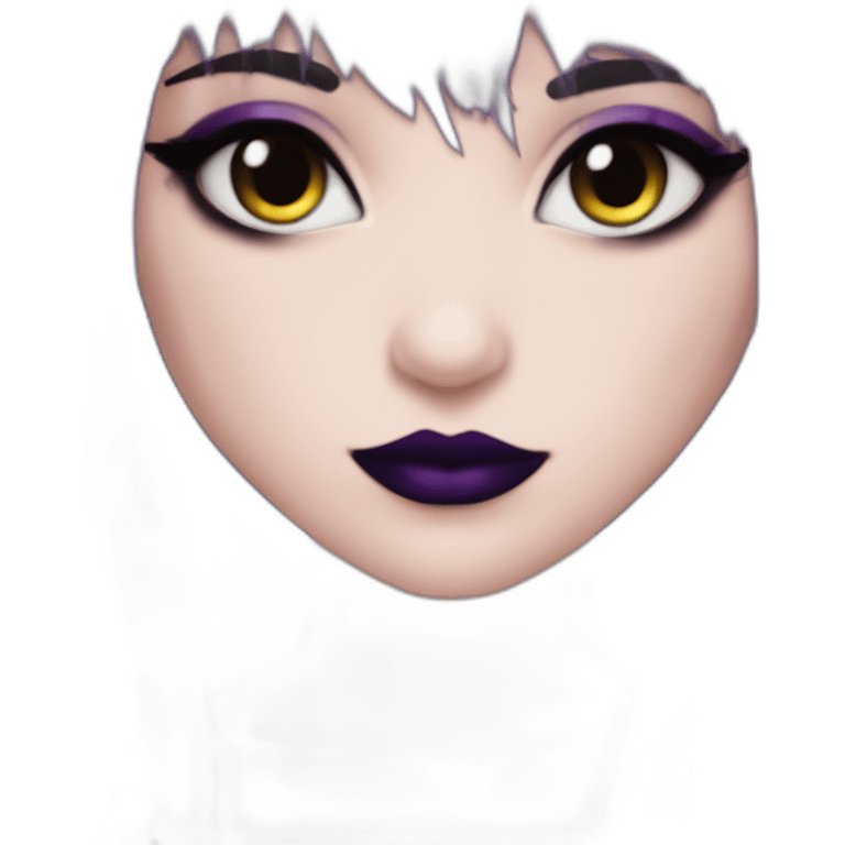 Elissabat -with bangs -long-hair-dark-plumpurple-and-black-vampire-goth-makeup-pinkeyes-romanticgothcloses- emoji