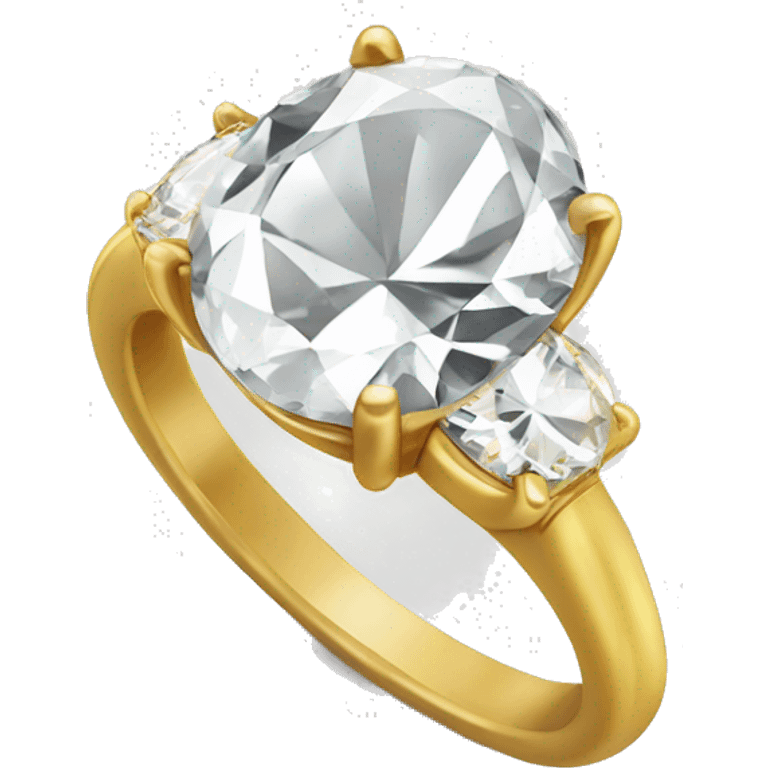 gold ring with a large oval cut diamond sticking out of it emoji