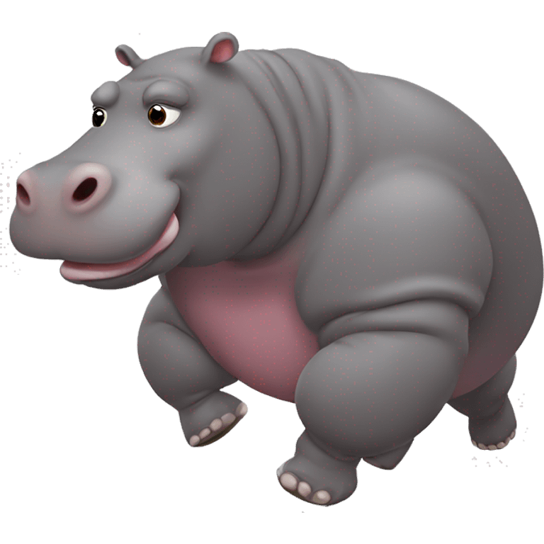 fat hippo running and kicking emoji