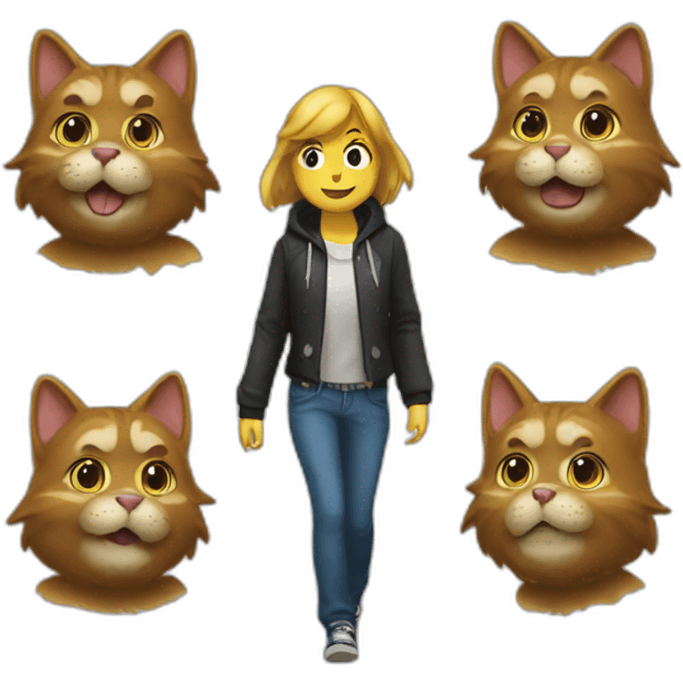 Persona walking like a cat (4 paws) emoji