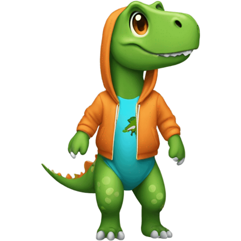 Dinosaur wearing a hoodie ￼￼ emoji