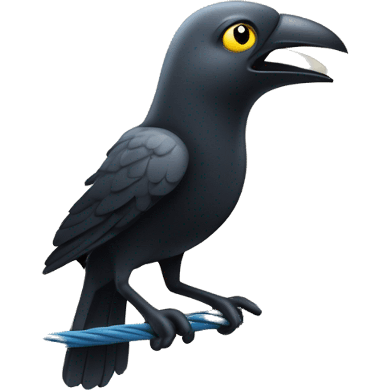 un corbeau sur un perché sur un cable éléctrique emoji