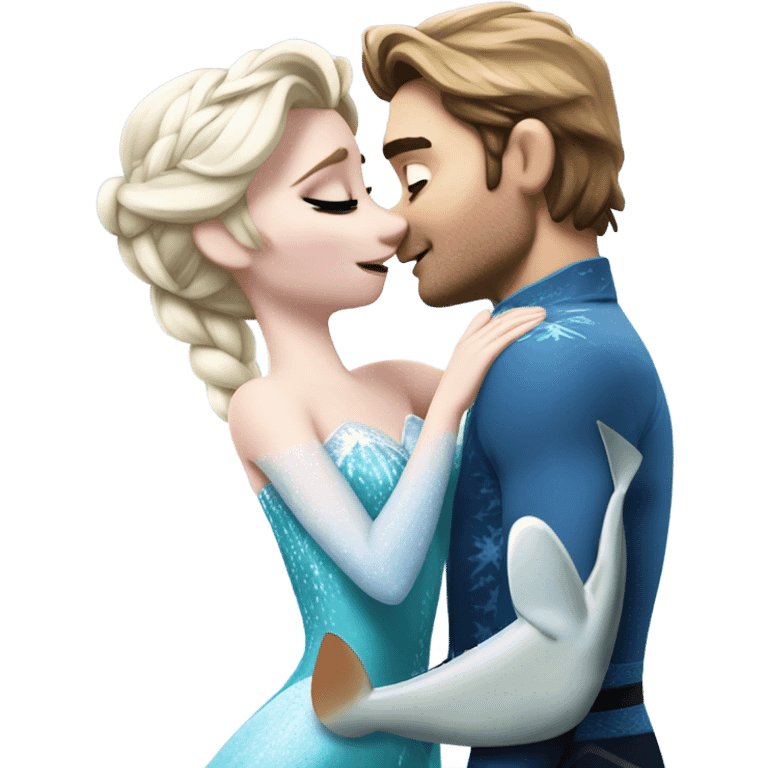 Elsa and shark kissing  emoji