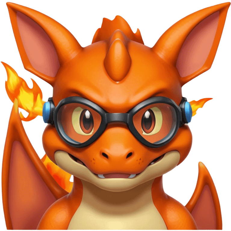 A charizard wearing googles emoji