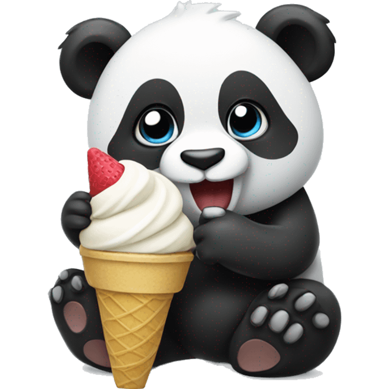 Panda eating ice cream emoji