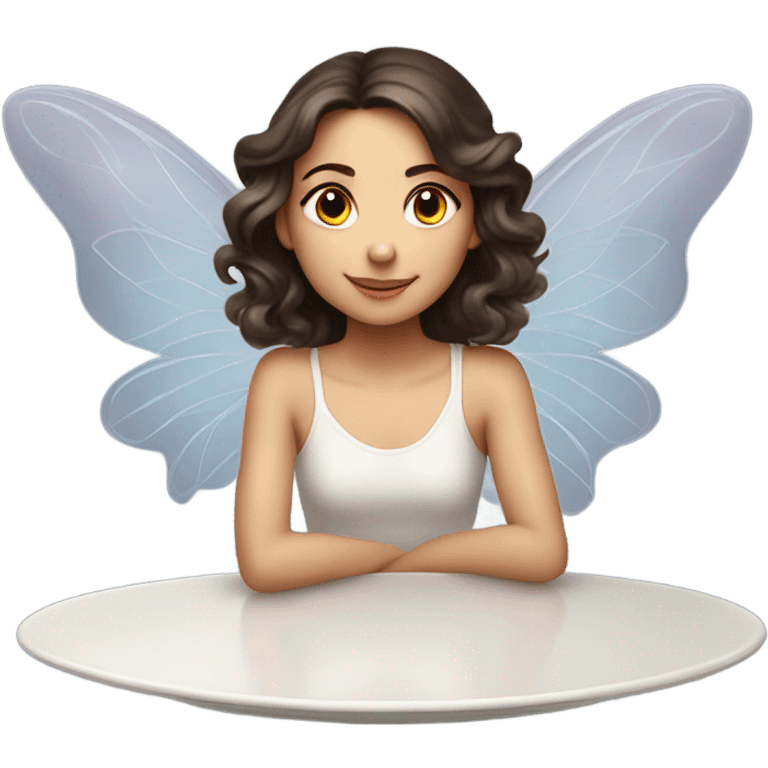 Brunette girl with fairy wings on platter emoji