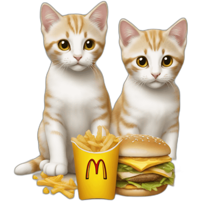 Two kittens eats macdonalds emoji