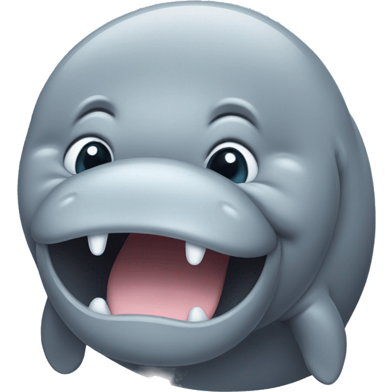 Gray Manatee Winking  emoji