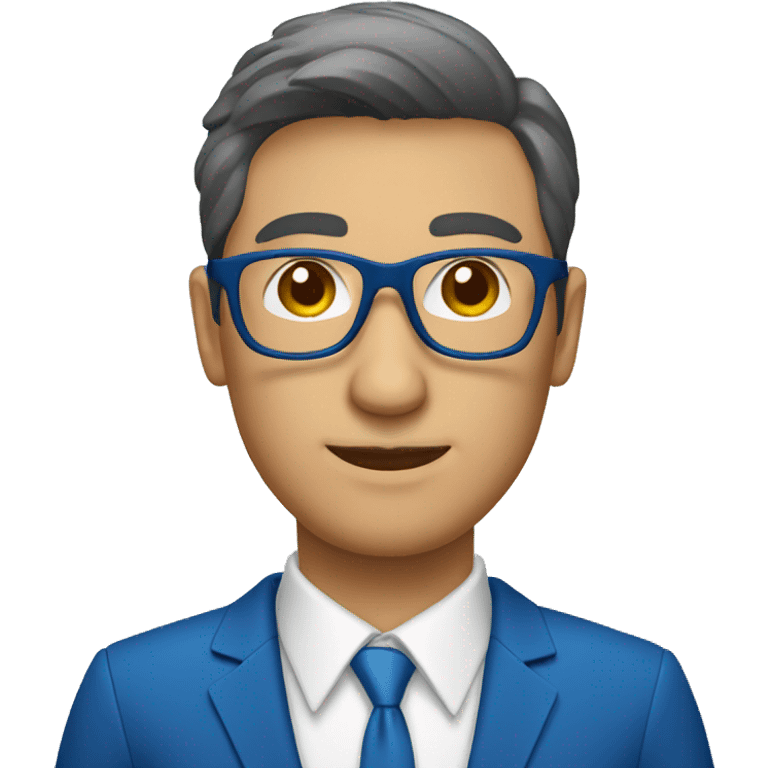 consultor empresarial con lentes y traje azul emoji