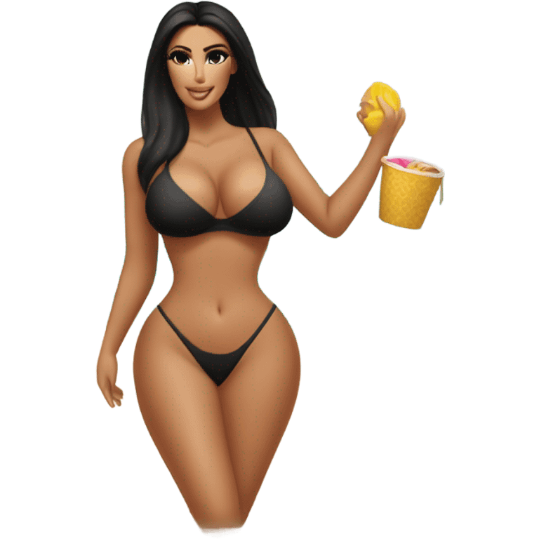 kim kardashian body beach model behind playful  emoji