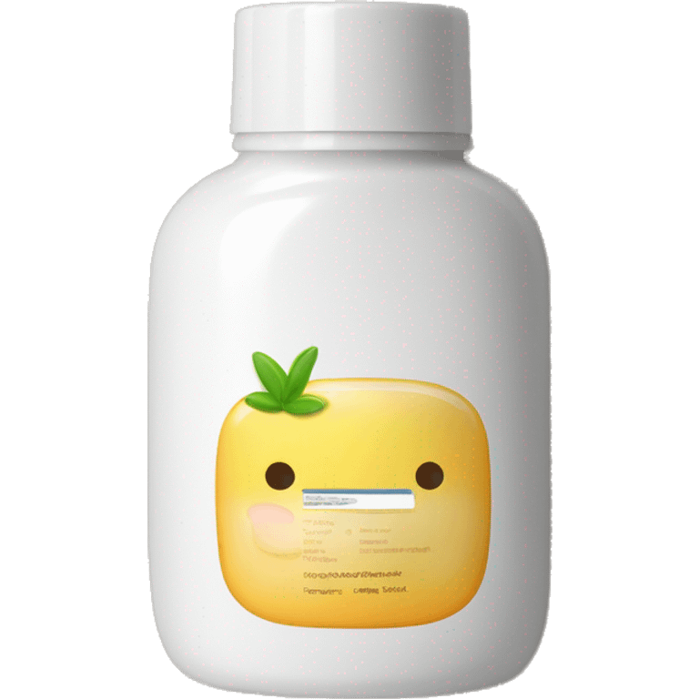 facial scrub bottle with label emoji