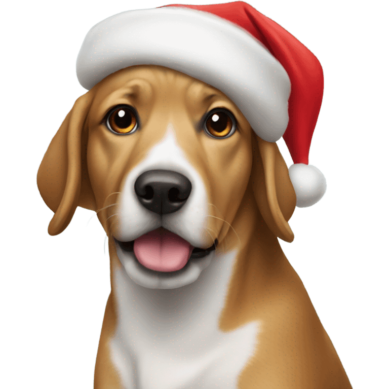 Dog wearing Santa hat emoji