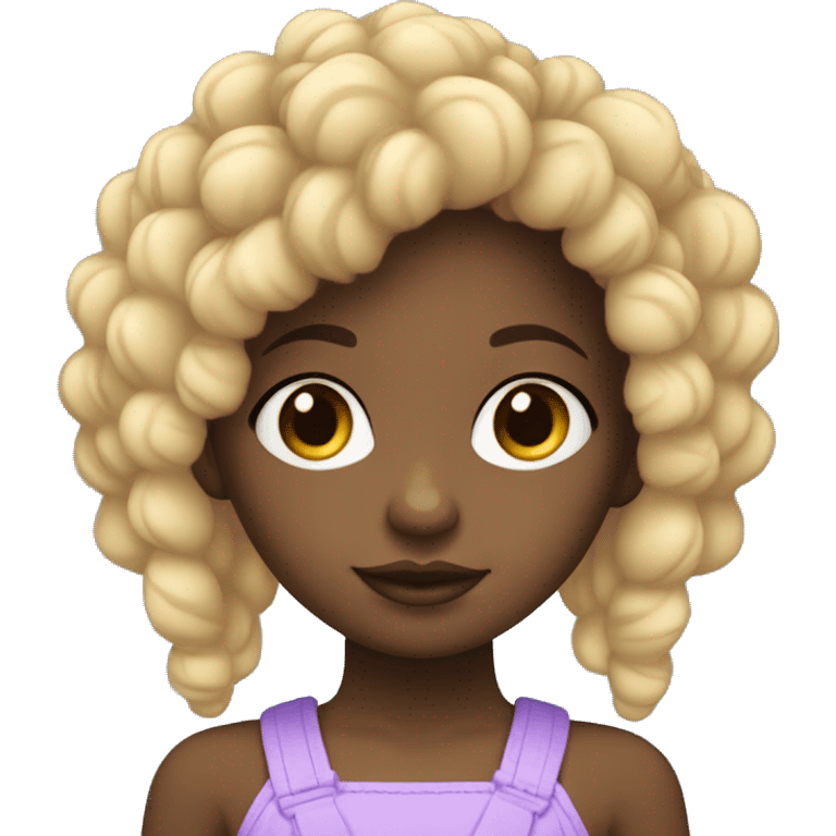 niña negra de 3 años con trenzas en el pelo afro con chica de 21 años rubia de ojos azules emoji