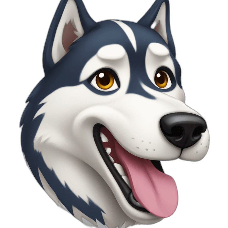 A running husky with a long tongue  emoji