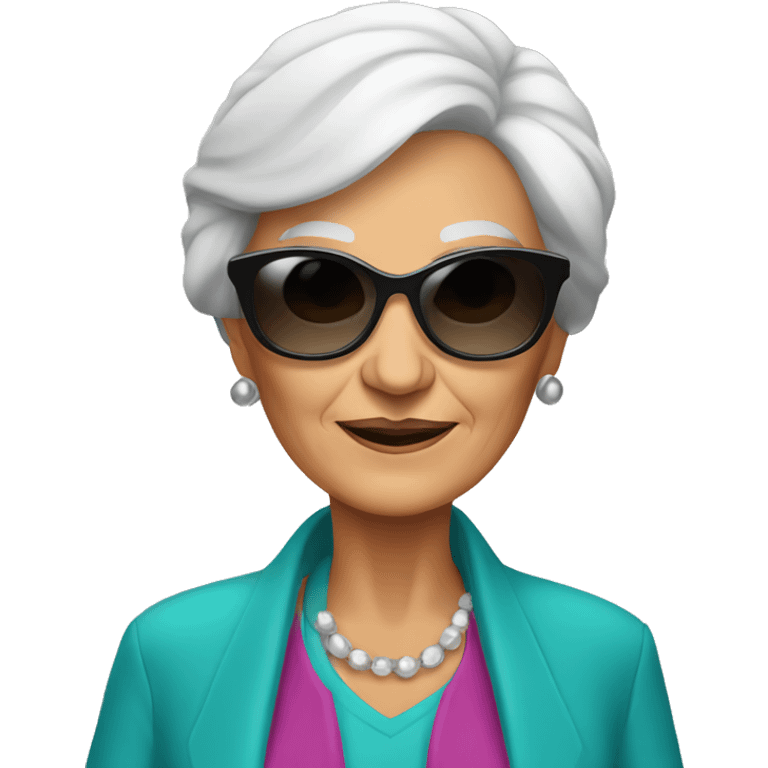 stylish elderly woman using sunglasses emoji