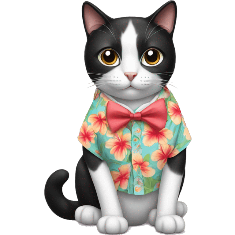 tuxedo cat wearing a hawaiian shirt  emoji