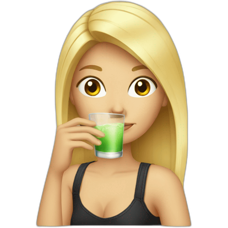 blonde girl drinking tequila emoji