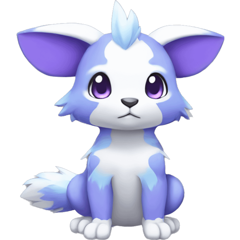 Cute cool purple white blue animal hybrid Fakemon full body emoji