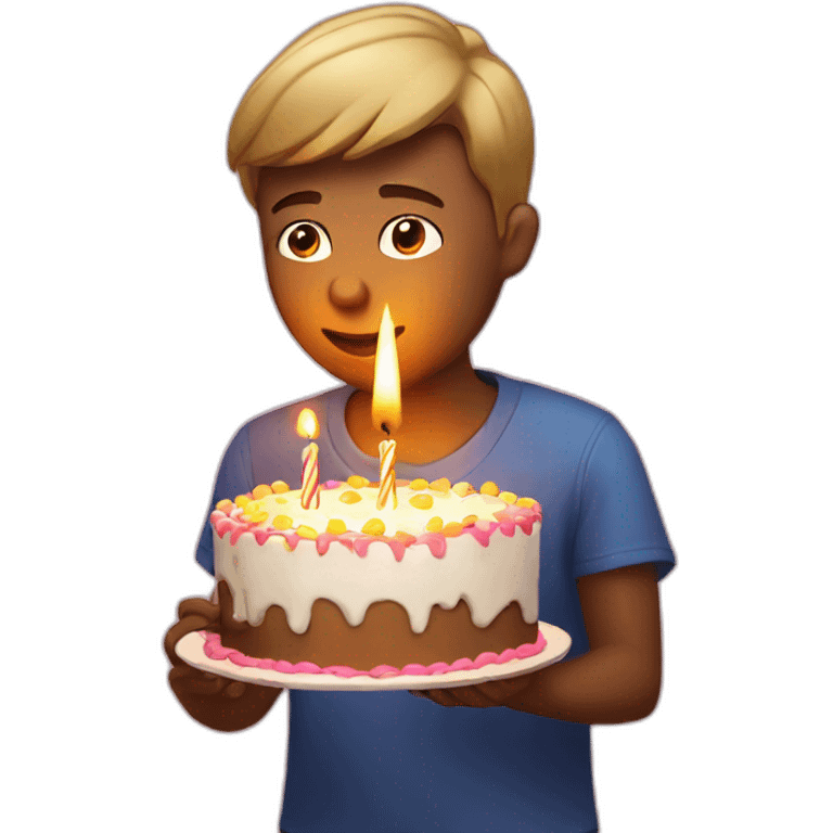 Birthday boy blowing candles emoji