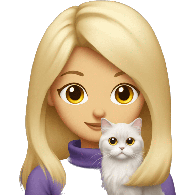 Persian cat with blonde girl emoji