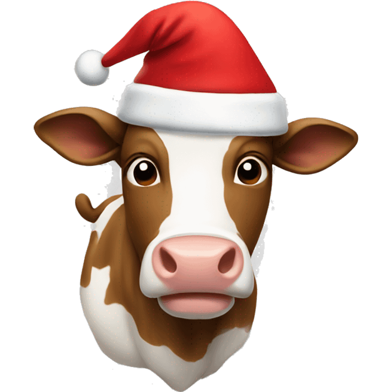 Cow wearing a Santa night emoji