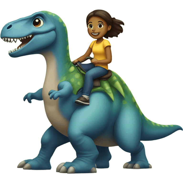 girl riding a dinosaur  emoji