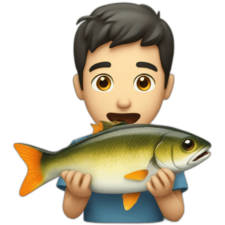 somebody eating a fish alive emoji