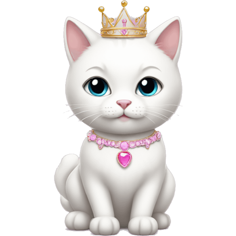 White cat in pink princess dress with tiara emoji